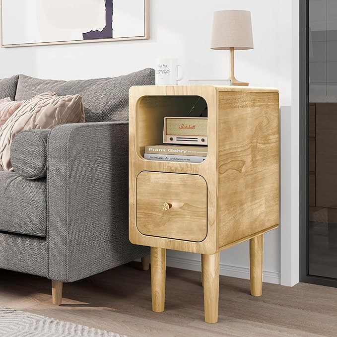 Narrow Nightstand, Solid Wood Night Stand - Image 7