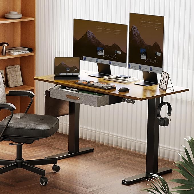 Seang Standing Desk with Drawer, 3 Memory Height Settings with Cable Grommets & - Image 2