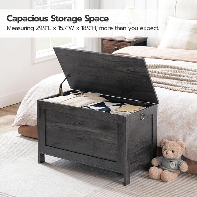 HOOBRO Toy Box, Retro Wooden Look Storage Chest - Image 2