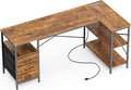 Huuger L Shaped Desk with Power Outlets, 63 Inch Reversible Computer Desk with by Huuger