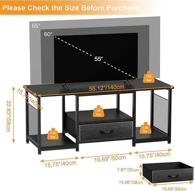 TV Stand with Drawers and Open Storage Shelves - Image 4