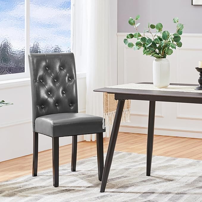 Yaheetech Dining Chairs Set of 2 Modern Style Faux Leather Dining Room Chairs - Image 2