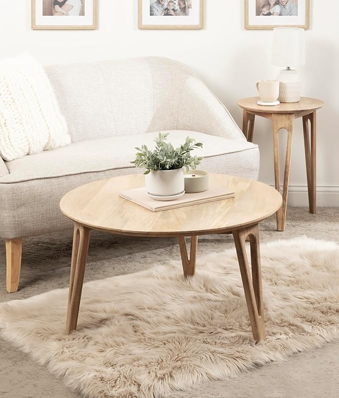 Kate and Laurel Kershaw Transitional Round Coffee Table, Natural Wood, Circle - Image 4