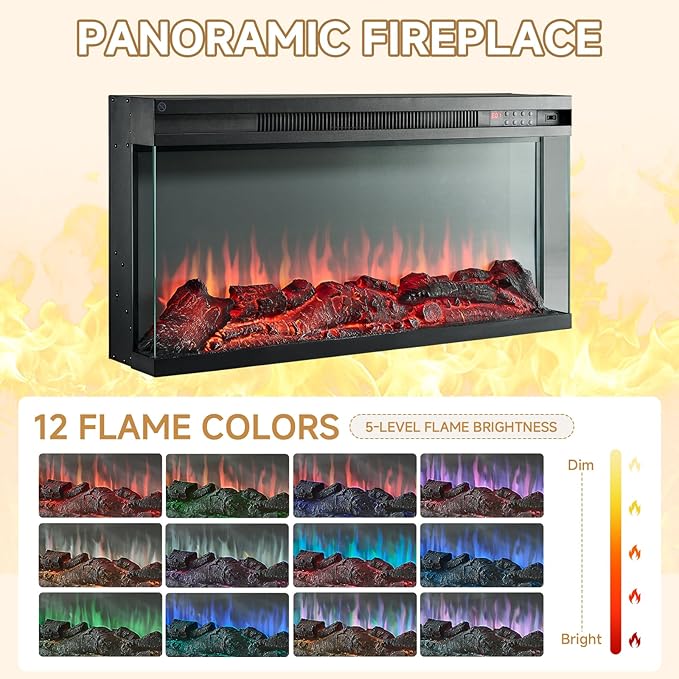 ROCKPOINT 3 Sided Glass 80" Fireplace TV Stand - Image 4