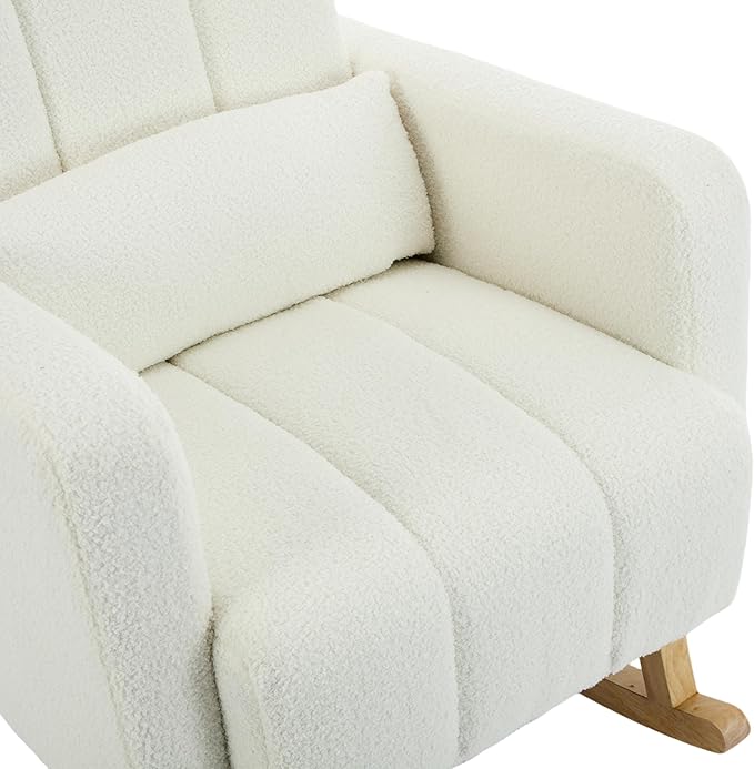 Christopher Knight Home Mapo Wooden Rocking Chair Indoor, Teddy Upholstered - Image 19