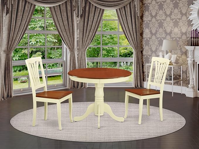 East West Furniture ANAV3-WHI-W 3 Piece Dinette Set - Image 2