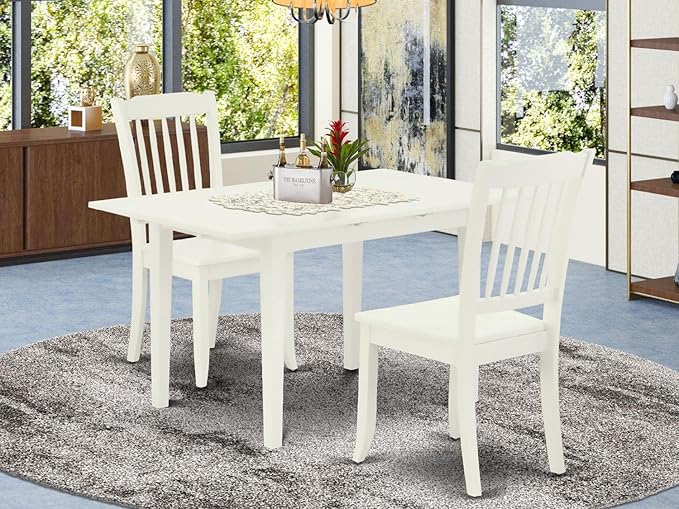 East West Furniture NODA3-LWH-W 3 Piece Kitchen Table Set - Image 6