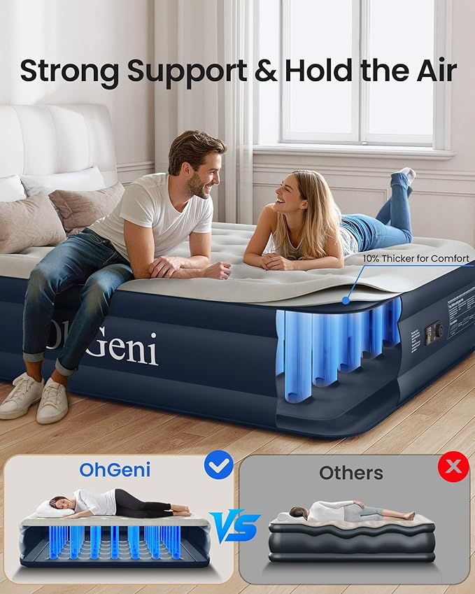 OhGeni Air Mattress Queen with Built in Pump, Blow Up Colchones Inflables - Image 4