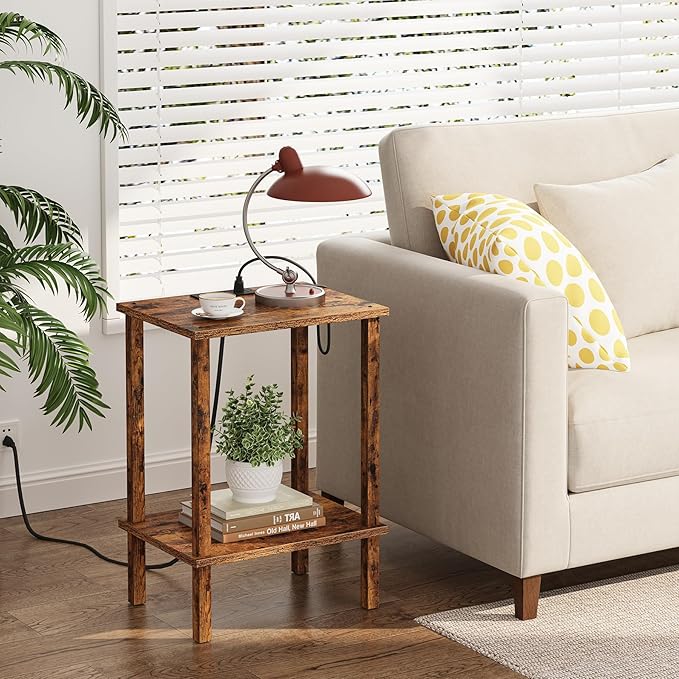 TUTOTAK End Table with Charging Station, Small Side Table with Outlets - Image 2