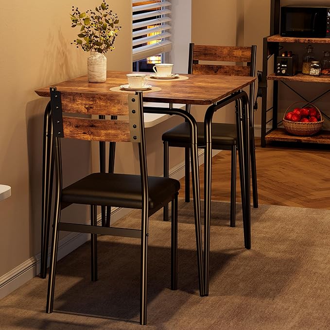Dining Table for 2, Small Table and Chairs Set of 2, Square Dinette Set for 2 - Image 3