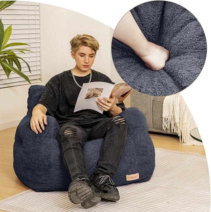 Bean Bag Chair with Filler, Bean Bag Sofa with Tufted Soft Stuffed Filling - Image 8