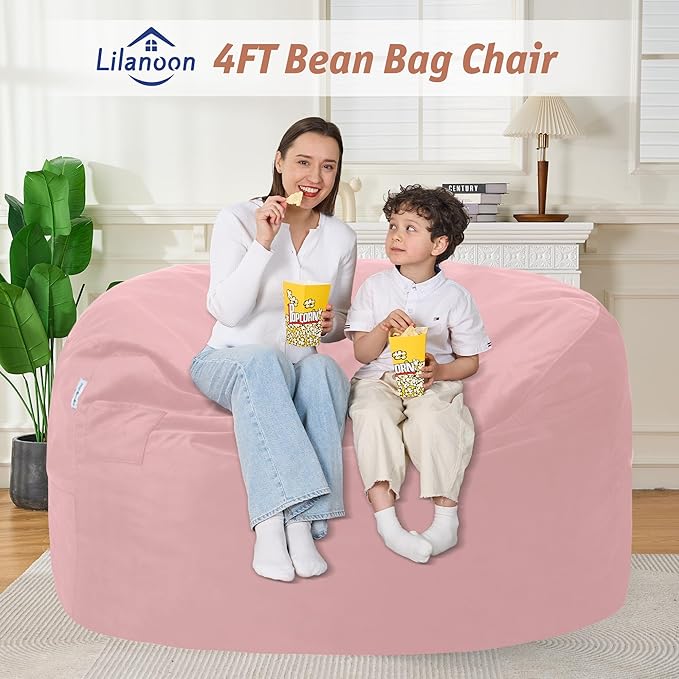 4FT Bean Bag Chair with Ultra Soft Velvet Cover Bean Bag Sofa with Memory Foam - Image 3
