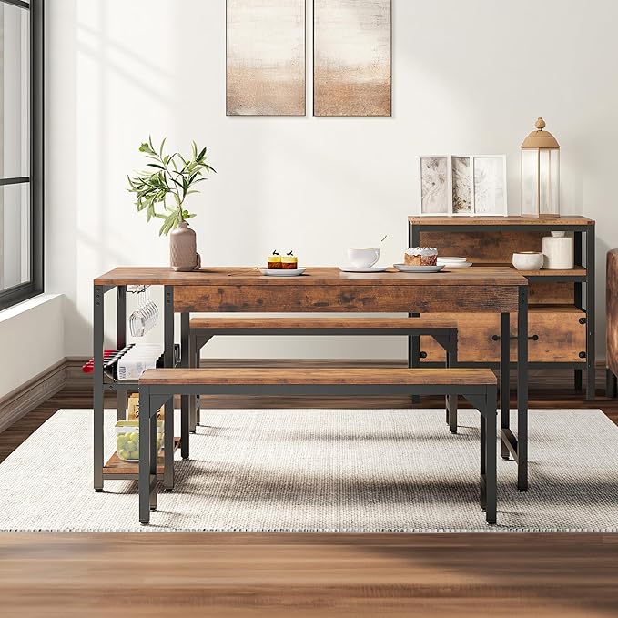 YITAHOME 63" 3 Piece Kitchen Dining Table Set - Image 6