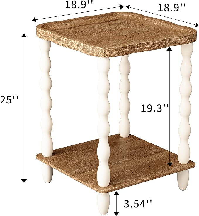 karlott End Table, 2-Tier Farmhouse Side Table, 18.9'' Handcrafted Weathered - Image 2