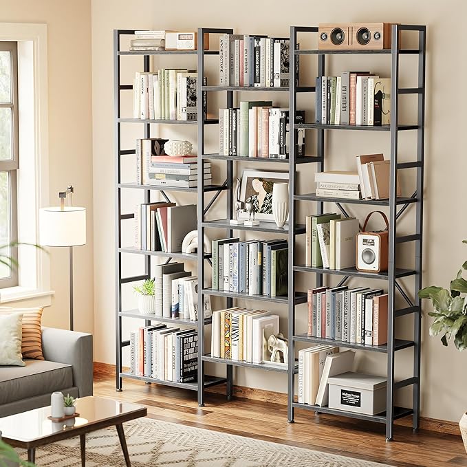 SUPERJARE Triple 6 Tier Bookshelf, Bookcase - Image 7