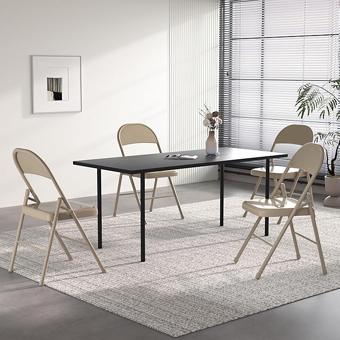 VECELO Metal Folding Chairs 4 Pack, Double Hinged Steel Frame Easy - Image 2