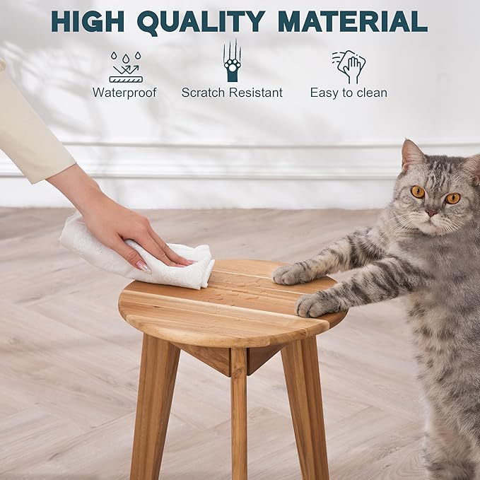 Round Side Table – Acacia Wood End Table - Image 6