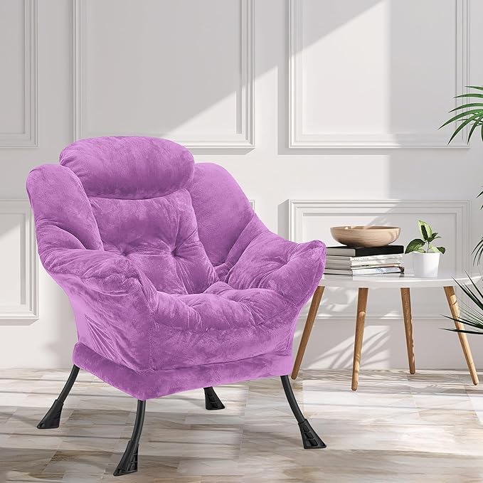 Fabric Lazy Chair for Adults, Oversized Upholstered Sofa Chair, Plush Comfy - Image 2