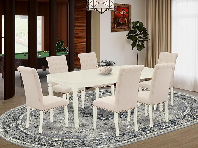 East West Furniture DOBR7-LWH-02 7 Piece Dining Table Set Consist of a - Image 2