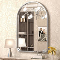 TokeShimi Arched Brushed Silver Bathroom Mirror 26x38 Inch by RefinedBathroomAccessories