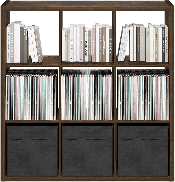 Furinno Cubicle Open Back Decorative Cube Storage Organizer, Amber Pine - Image 7