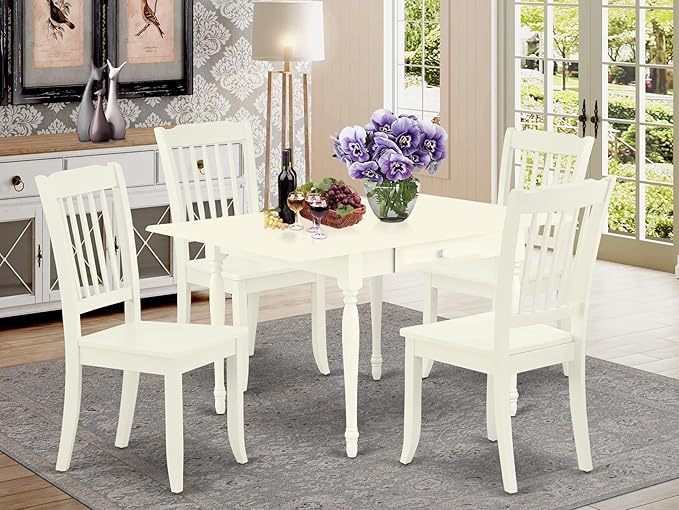 East West Furniture MZDA5-LWH-W 5 Piece Dining Table Set - Image 2