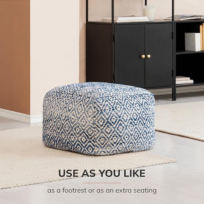 Anji Mountain 22"x22"x16" Handmade & Handcrafted Ottoman Pouf Comfortable Pouf - Image 7