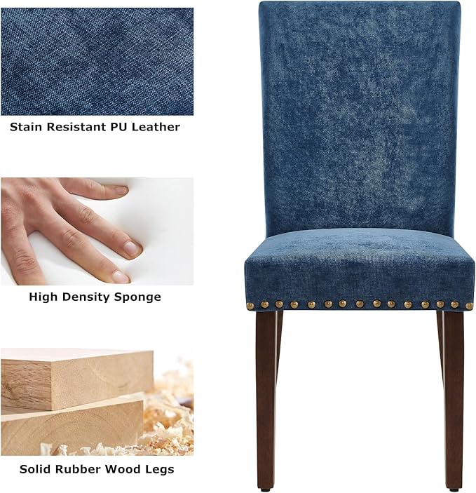 COLAMY Upholstered Parsons Dining Chairs Set of 4, Fabric Dining Room Kitchen - Image 5