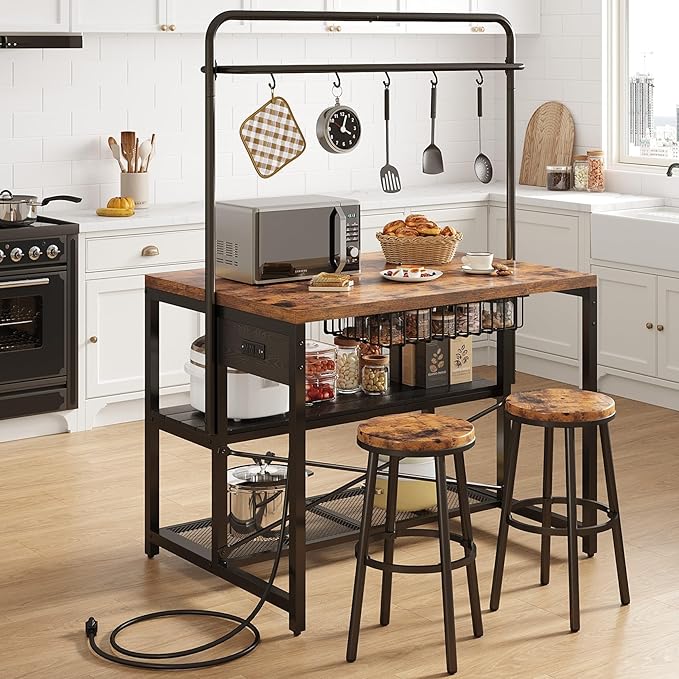 46" Large Kitchen Island Table Baker Rack - Image 2