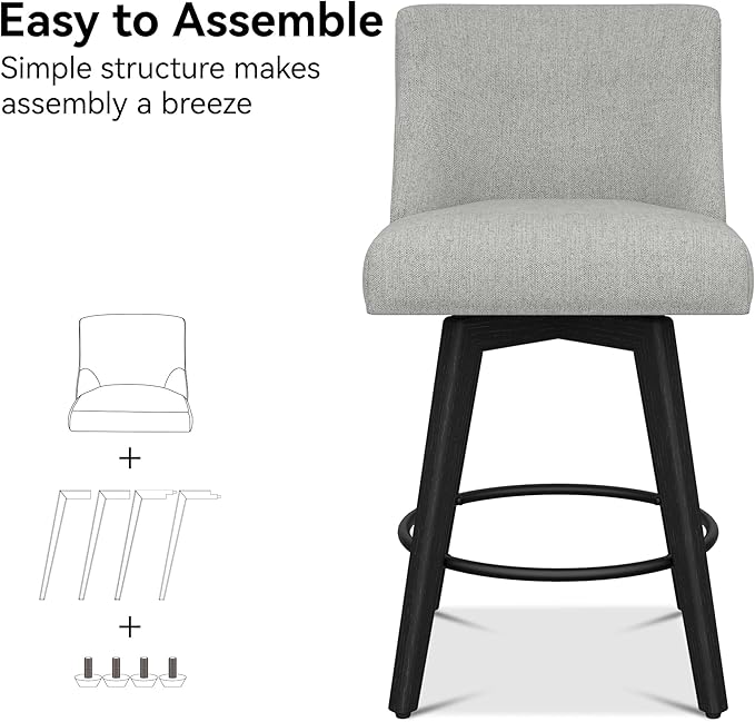Counter Height Bar Stools Set of 2, Modern Swivel Barstools - Image 4