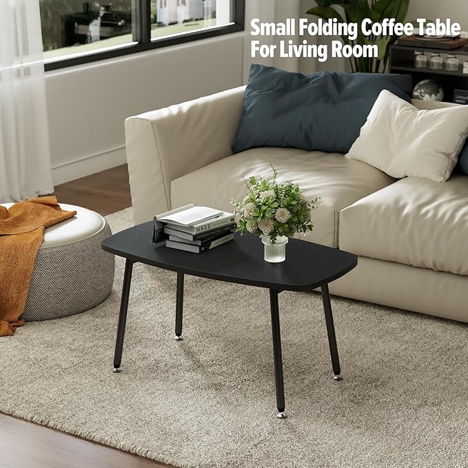 WOHOMO Folding Coffee Table Small Black Coffee Tables - Image 4