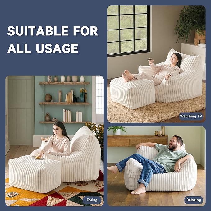 Giant Bean Bag Chairs for Adults, Oversized Chaise Lounge Chair Indoor - Image 4