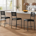GarveeHome Bar Stools Set of 2, Wooden Barstools, Faux Leather Upholstered Bar by GarveeHome