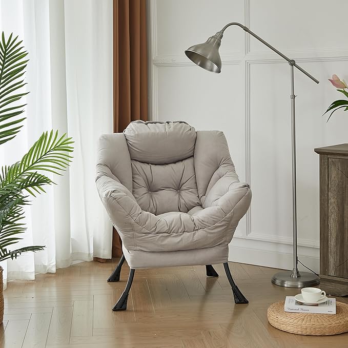 HollyHOME Modern Large Cotton Fabric Lazy Chair，Accent Contemporary Lounge Chair - Image 9