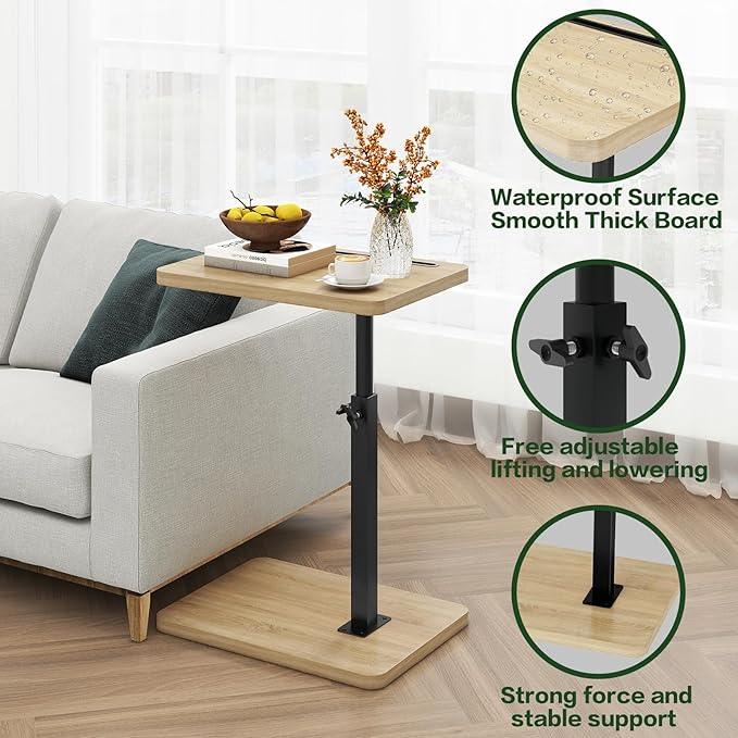 IBUYKE Tray Table for Couch, 360° Swivel Height Adjustable End Table for Small - Image 9