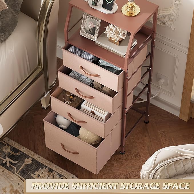 WLIVE 4 Drawer Dresser for Bedroom, Tall Night Stand Bed Side Table, End Table - Image 6
