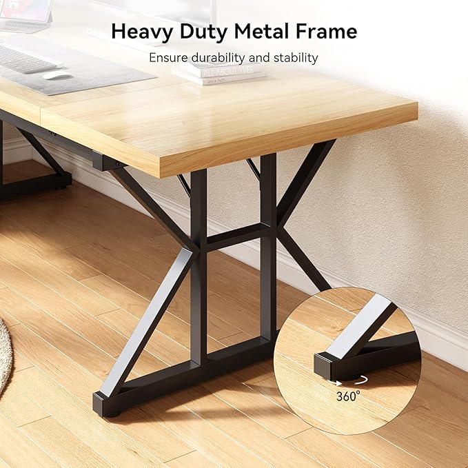 LITTLE TREE 70.8-Inch Large Executive Desk, Modern Computer Office Desk - Image 6