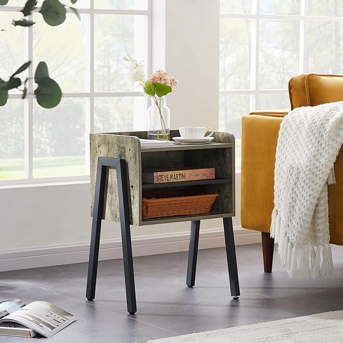 VECELO Night Stand Industrial End Table, Bedside Table - Image 2