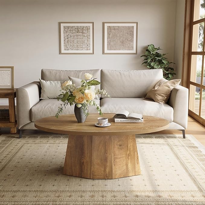 Oval Coffee Table, 47-Inch Living Room Table - Image 3