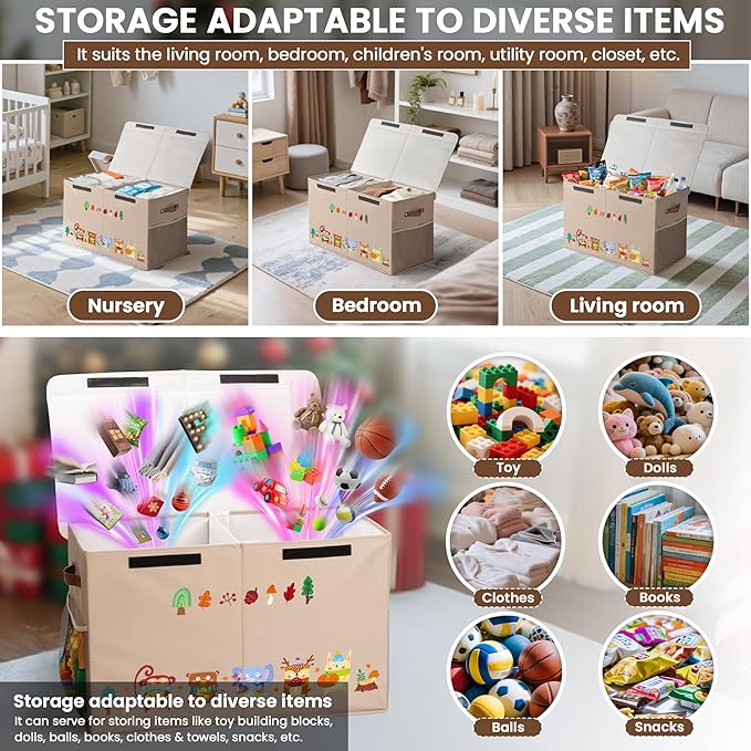 80L Large Toy Storage Box with Lid, Large Toy Box Chest - Image 5