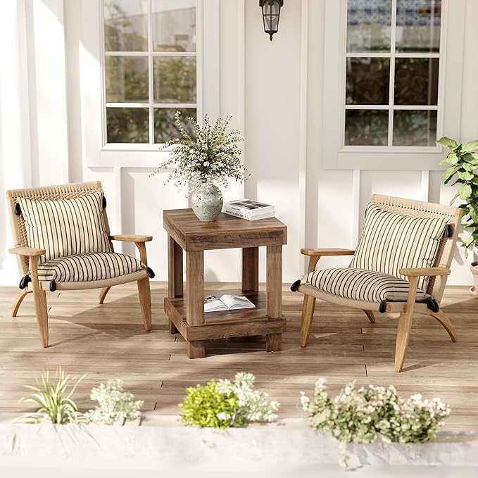 LITTLE TREE 2-Tier End Table, All Wooden Square Side Table - Image 8