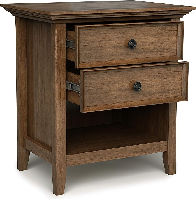 SIMPLIHOME Amherst SOLID WOOD 24 inch Wide Transitional Bedside Nightstand - Image 4