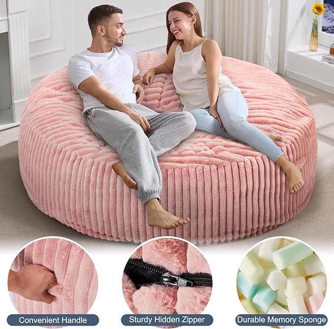 Hobestluk 6ft Bean Bag Chairs for Adults Large Beanbag Chair - Image 4