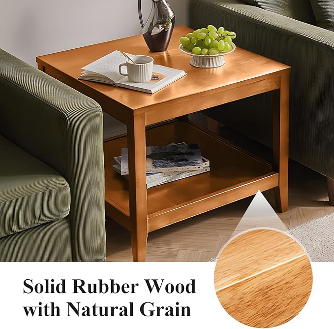 Side Table, Solid Wood Square End Table - Image 6