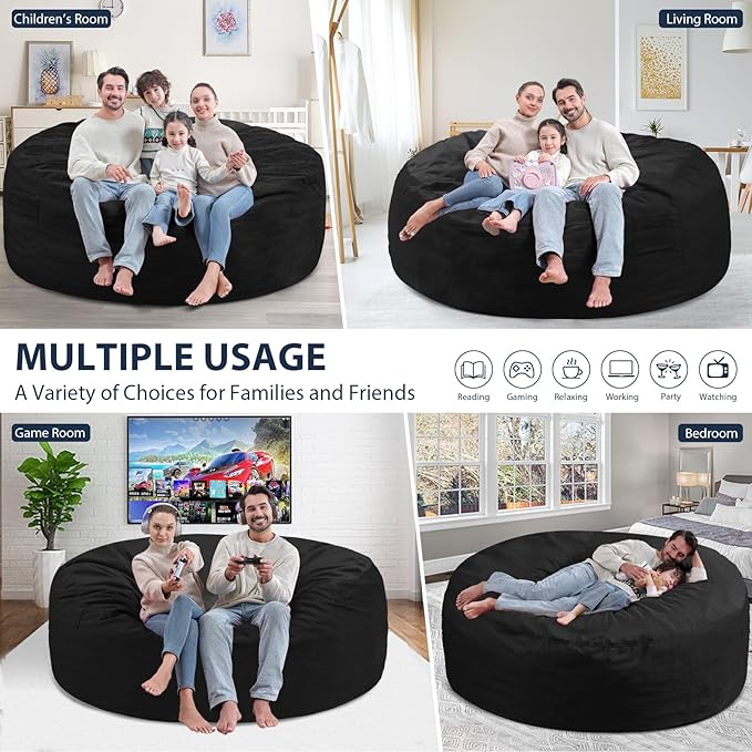 6FT Bean Bag Chair, Large Bean Bag Chairs - Image 5