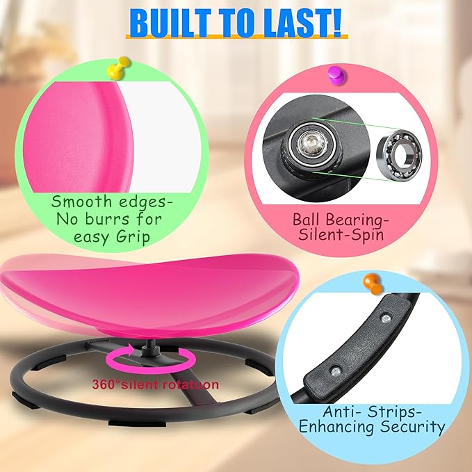 Spinning Chair for Autistic Kids, Autism Sensory Spinny Swivel Wobble Chair for - Image 3