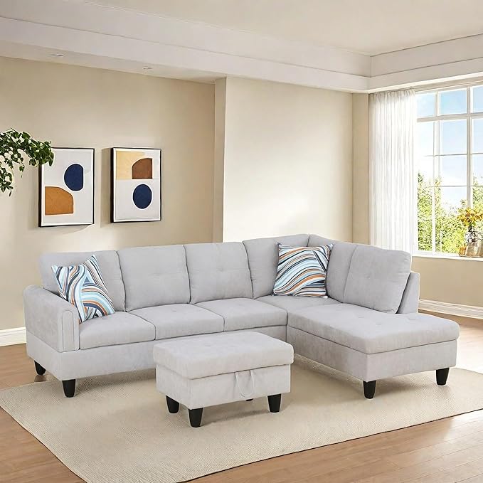 NAYSAYE Sectional Couch with Ottoman Storage, L Shaped Couch Sofa Furniture Sets - Image 3