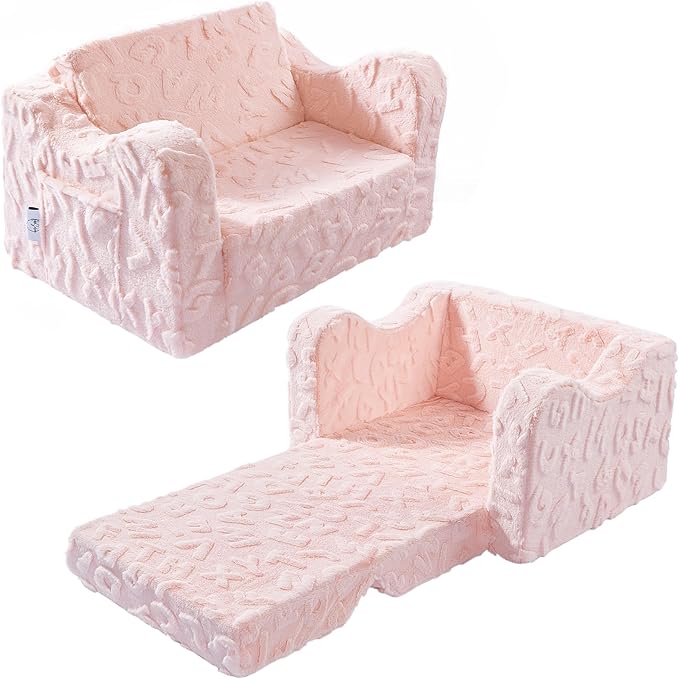 Kids Couch, 2-in-1 Convertible Kids Chair to Lounger Bed, Kids Sofa by KokoSelene
