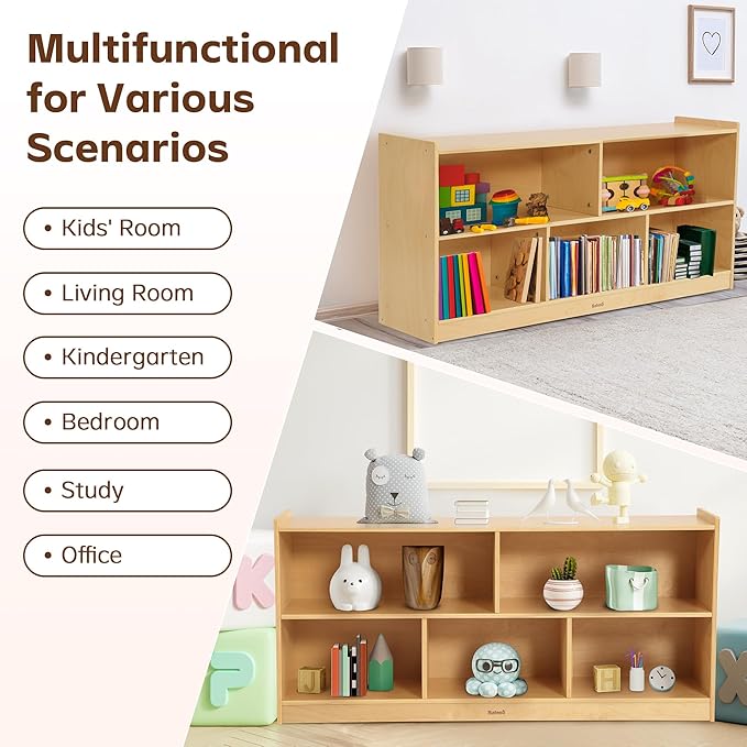 Toy Storage Organizer for Kids Room, Wooden Kids Bookshelf for Classroom - Image 7