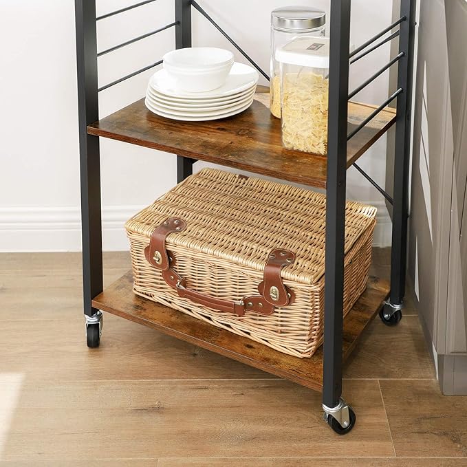 VASAGLE Kitchen Shelf on Wheels, Serving Cart - Image 7